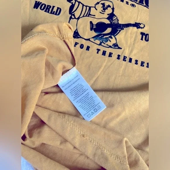 NWT True Religion size youth large (7) mustard yellow graphic short sleeve tee - Picture 4 of 5